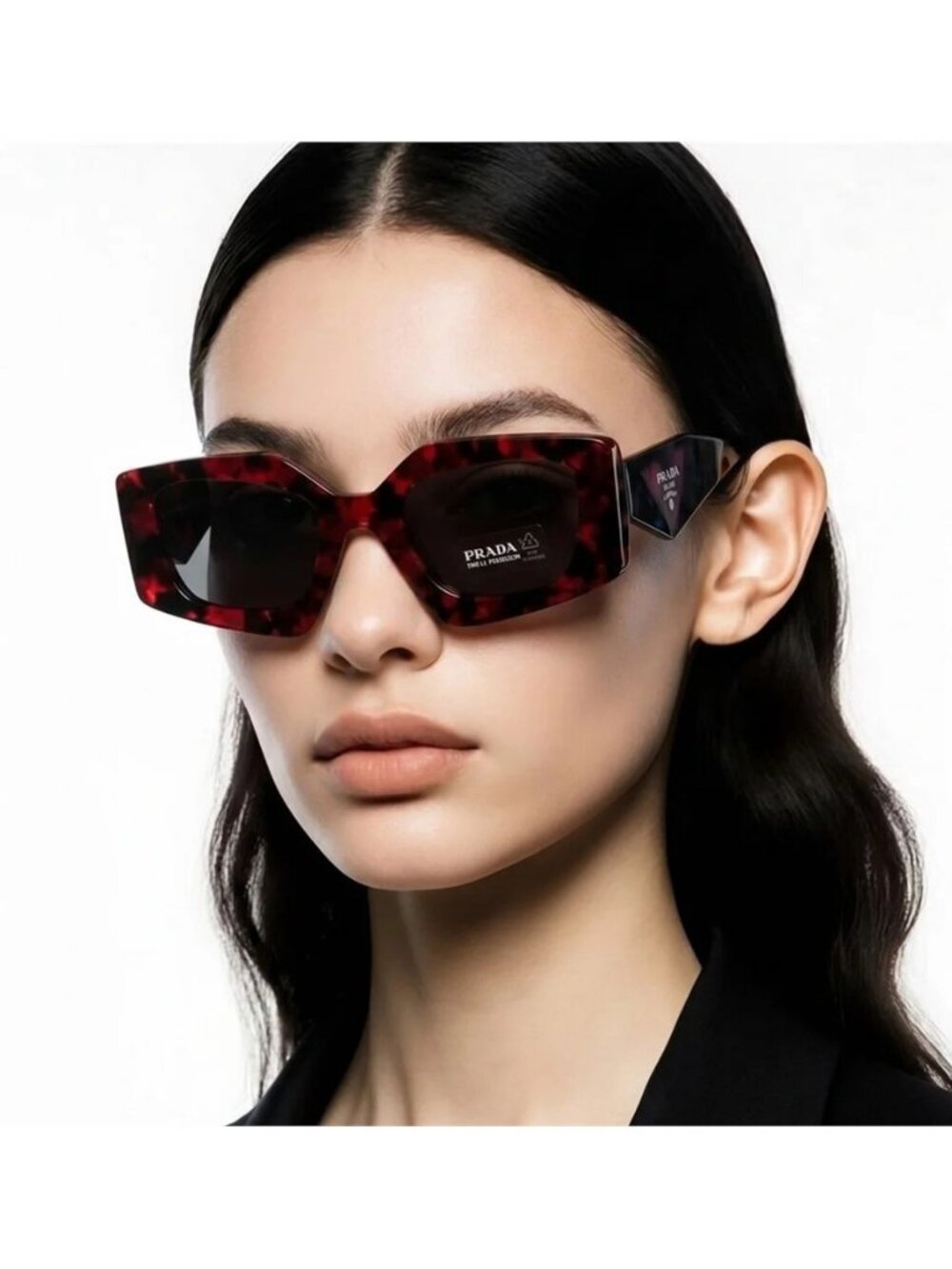 New Authentic Prada Red Tortoise Shell Sunglasses - Picture 1 of 16